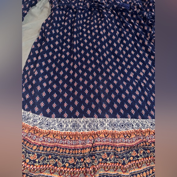 Boho Navy Patterned Long Sleeve Dress - Picture 2 of 5